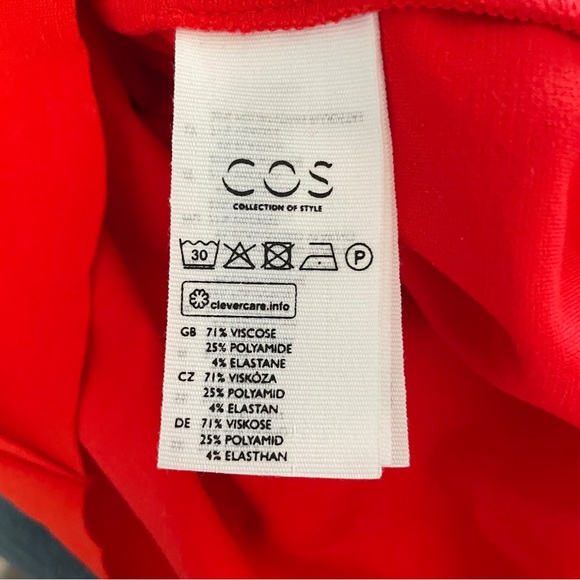 COS Circle Cut Asymmetrical Layered Red Dress XS - Picture 8 of 10